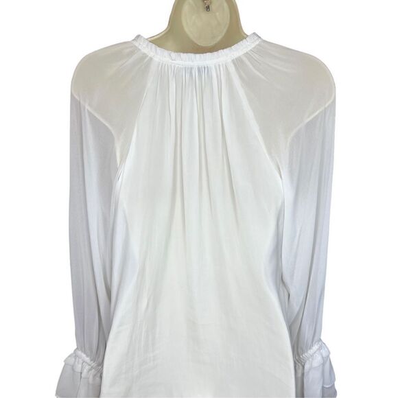 Ramy Brook Ruffle White Puff Sleeve Blouse Size Small - Picture 3 of 6